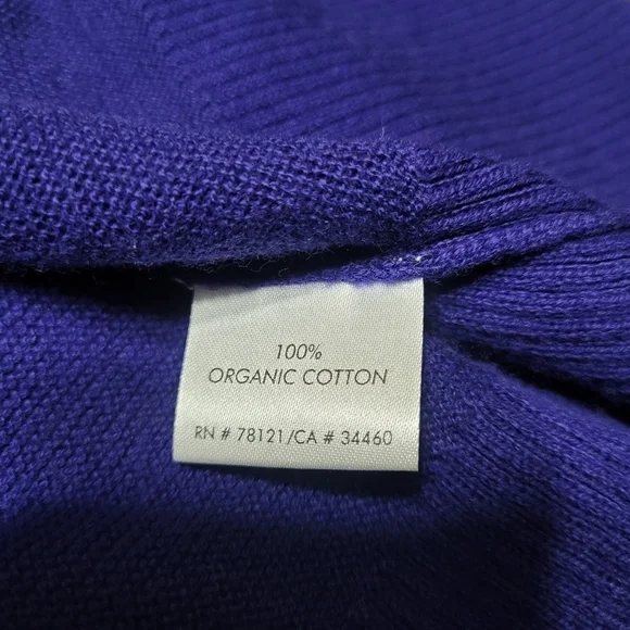 Eileen Fisher Deep Purple Open Front Organic Cotton Long Sweater Cardigan Small - Picture 4 of 7